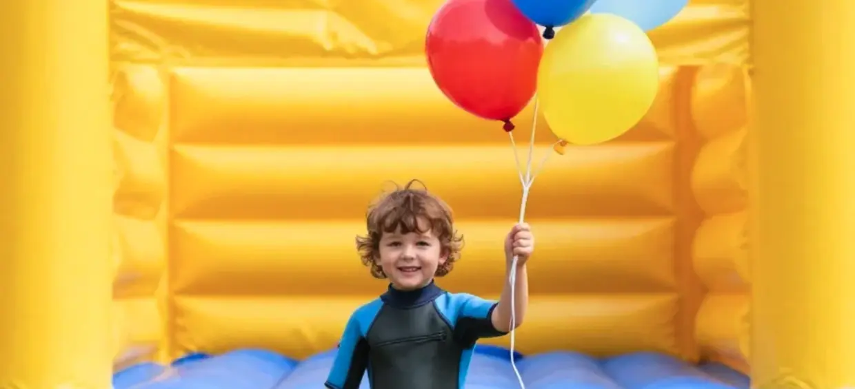splash castle balloons landscape